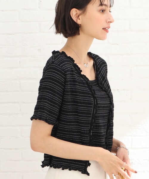 Cutie Blonde（キューティーブロンド）の「◆シャーリングカーディガン×キャミセット（その他トップス・レディース・ブラック/黄緑系/ベージュ・02/03）」の13枚目の写真