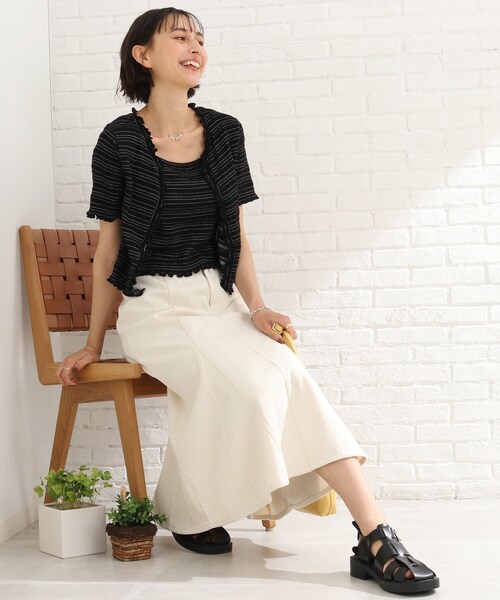 Cutie Blonde（キューティーブロンド）の「◆シャーリングカーディガン×キャミセット（その他トップス・レディース・ブラック/黄緑系/ベージュ・02/03）」の18枚目の写真