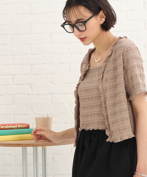 Cutie Blonde（キューティーブロンド）の「◆シャーリングカーディガン×キャミセット（その他トップス・レディース・ブラック/黄緑系/ベージュ・02/03）」の21枚目の写真