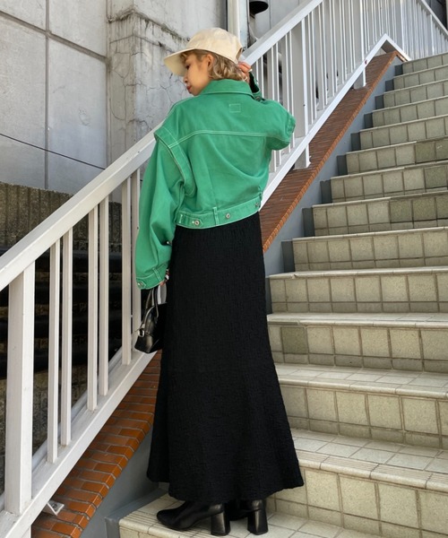 HELLO.SANFRANCISCO（ハローサンフランシスコ）の「【HELLO.SANFRANCISCO/ハローサンフランシスコ】マルチウェイカットアウトクロップドジャケット（デニムジャケット・レディース・ピンク/オレンジ/グリーン・FREE）」の7枚目の写真