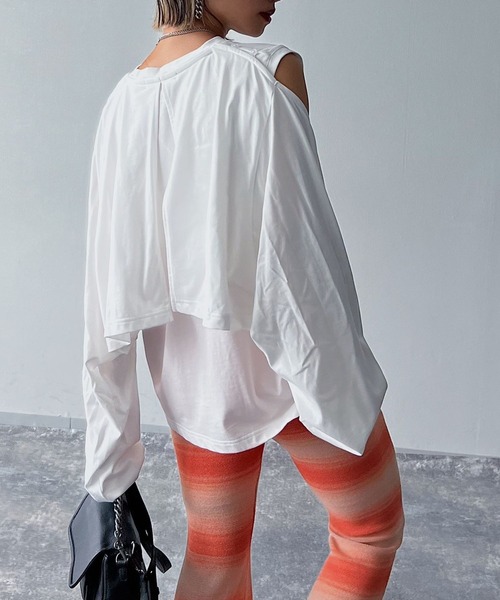 PAGEBOY(ページボーイ)の「CORE / レイヤードスリーブトップス(Tシャツ/カットソー・レディース・ブラック/オフホワイト・FREE)」の17枚目の写真