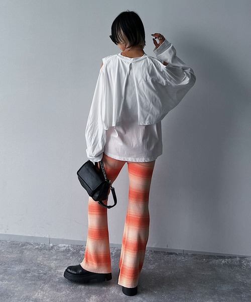 PAGEBOY(ページボーイ)の「CORE / レイヤードスリーブトップス(Tシャツ/カットソー・レディース・ブラック/オフホワイト・FREE)」の13枚目の写真