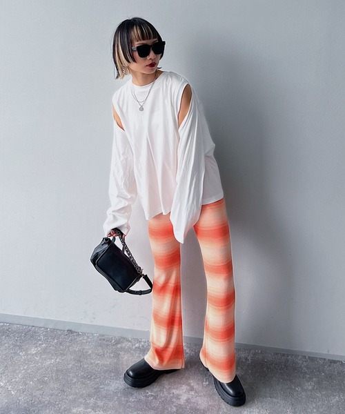 PAGEBOY(ページボーイ)の「CORE / レイヤードスリーブトップス(Tシャツ/カットソー・レディース・ブラック/オフホワイト・FREE)」の7枚目の写真