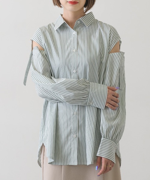 RETRO GIRL（レトロガール）の「2WAYスリーブアソートSH（シャツ/ブラウス・レディース・オフホワイト/ラベンダー/ブラウン系その他/グリーン系その他・FREE）」の4枚目の写真