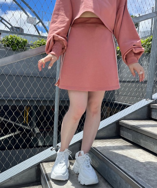 OLIVE des OLIVE（オリーブデオリーブ）の「サイドラインスカート（スカート・レディース・ピンク/パープル/ブラック・FREE）」の3枚目の写真