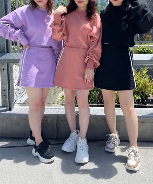 OLIVE des OLIVE（オリーブデオリーブ）の「サイドラインスカート（スカート・レディース・ピンク/パープル/ブラック・FREE）」の4枚目の写真