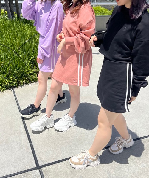 OLIVE des OLIVE（オリーブデオリーブ）の「サイドラインスカート（スカート・レディース・ピンク/パープル/ブラック・FREE）」の5枚目の写真