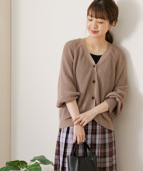 URBAN RESEARCH Sonny Label(アーバンリサーチサニーレーベル)の「『イージーケア/毛玉防止』コットンバンブー片畦カーディガン(カーディガン/ボレロ・レディース・ブラック/グレイッシュベージュ/ブラウン/ピンク・FREE)」の3枚目の写真