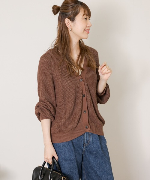 URBAN RESEARCH Sonny Label(アーバンリサーチサニーレーベル)の「『イージーケア/毛玉防止』コットンバンブー片畦カーディガン(カーディガン/ボレロ・レディース・ブラック/グレイッシュベージュ/ブラウン/ピンク・FREE)」の14枚目の写真