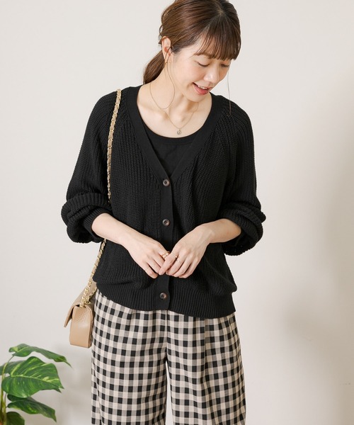 URBAN RESEARCH Sonny Label(アーバンリサーチサニーレーベル)の「『イージーケア/毛玉防止』コットンバンブー片畦カーディガン(カーディガン/ボレロ・レディース・ブラック/グレイッシュベージュ/ブラウン/ピンク・FREE)」の7枚目の写真