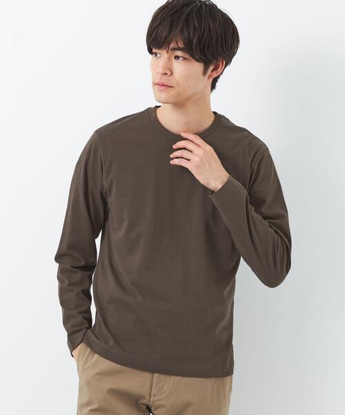 green label relaxing(グリーンレーベルリラクシング)の「オーガニック スリーク クルーネック カットソー ロンT(Tシャツ/カットソー・メンズ・ブラック/ホワイト/ダークブラウン・M/XXL/L/XL/S)」の3枚目の写真