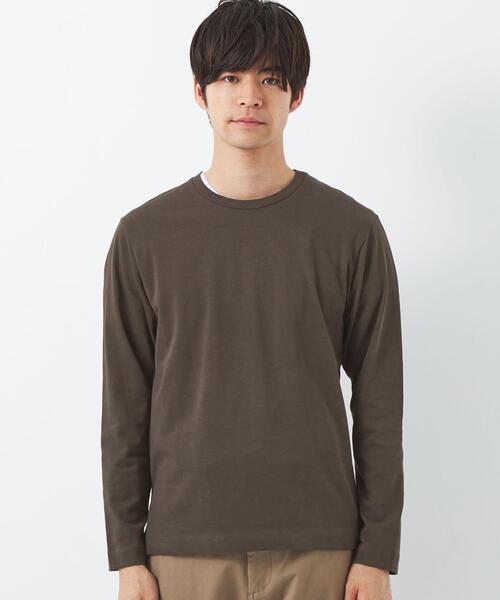 green label relaxing(グリーンレーベルリラクシング)の「オーガニック スリーク クルーネック カットソー ロンT(Tシャツ/カットソー・メンズ・ブラック/ホワイト/ダークブラウン・M/XXL/L/XL/S)」の4枚目の写真