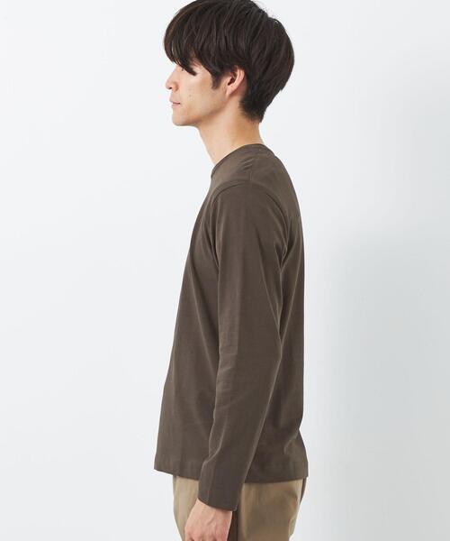 green label relaxing(グリーンレーベルリラクシング)の「オーガニック スリーク クルーネック カットソー ロンT(Tシャツ/カットソー・メンズ・ブラック/ホワイト/ダークブラウン・M/XXL/L/XL/S)」の5枚目の写真