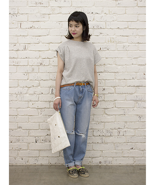 CIAOPANIC(チャオパニック)の「【Ciaopanic】吊り裏毛袖口ターンバックTOPS(Tシャツ/カットソー・レディース・ホワイト/ブラック/ライトグレー・FREE)」の4枚目の写真