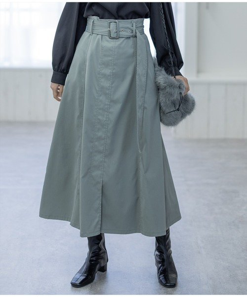 clear（クリア）の「ベルト付きフレアスカート（スカート・レディース・チャコールグレー/ブラック/カーキ・F）」の3枚目の写真