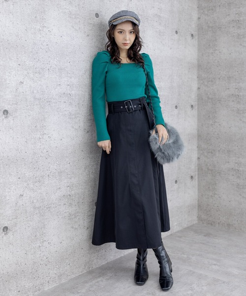 clear（クリア）の「ベルト付きフレアスカート（スカート・レディース・チャコールグレー/ブラック/カーキ・F）」の11枚目の写真