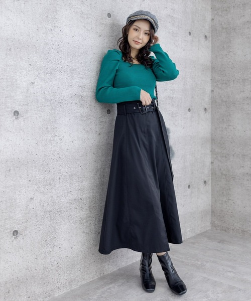 clear（クリア）の「ベルト付きフレアスカート（スカート・レディース・チャコールグレー/ブラック/カーキ・F）」の13枚目の写真