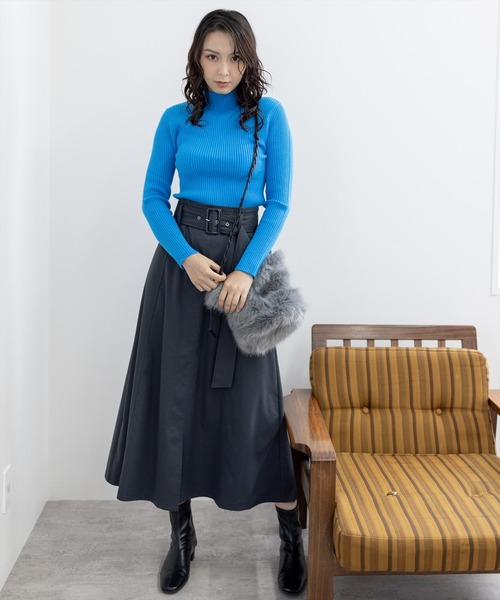 clear（クリア）の「ベルト付きフレアスカート（スカート・レディース・チャコールグレー/ブラック/カーキ・F）」の15枚目の写真