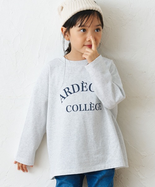 coca(coca)(コカ)の「キッズ 親子お揃いビッグシルエットプリント長袖Tシャツ(Tシャツ/カットソー・キッズ・ライトグレー/ホワイト/ブラック・100/110/120/130)」の3枚目の写真