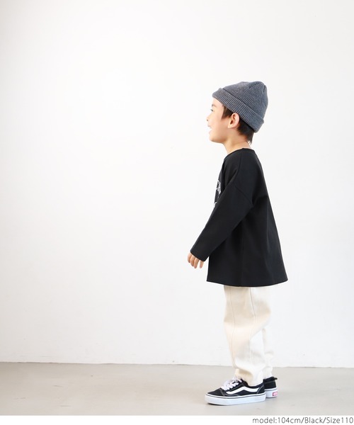 coca(coca)(コカ)の「キッズ 親子お揃いビッグシルエットプリント長袖Tシャツ(Tシャツ/カットソー・キッズ・ライトグレー/ホワイト/ブラック・100/110/120/130)」の9枚目の写真