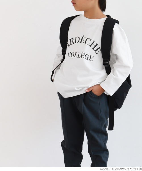 coca(coca)(コカ)の「キッズ 親子お揃いビッグシルエットプリント長袖Tシャツ(Tシャツ/カットソー・キッズ・ライトグレー/ホワイト/ブラック・100/110/120/130)」の4枚目の写真