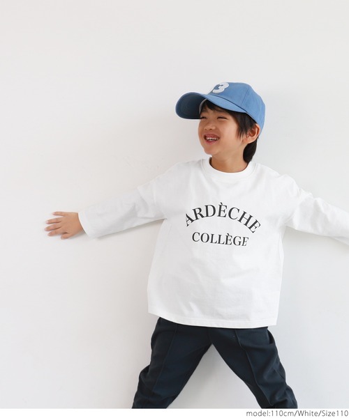 coca(coca)(コカ)の「キッズ 親子お揃いビッグシルエットプリント長袖Tシャツ(Tシャツ/カットソー・キッズ・ライトグレー/ホワイト/ブラック・100/110/120/130)」の7枚目の写真