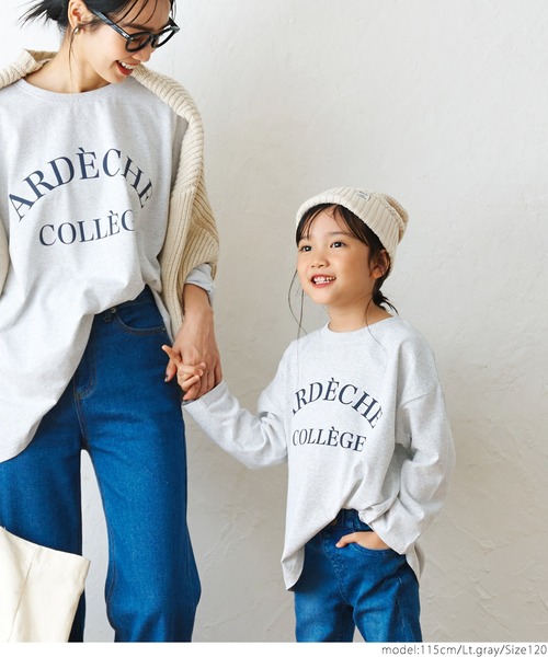 coca(coca)(コカ)の「キッズ 親子お揃いビッグシルエットプリント長袖Tシャツ(Tシャツ/カットソー・キッズ・ライトグレー/ホワイト/ブラック・100/110/120/130)」の12枚目の写真