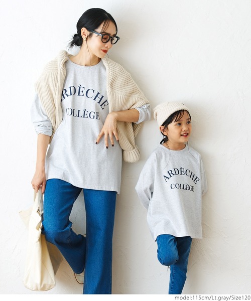 coca(coca)(コカ)の「キッズ 親子お揃いビッグシルエットプリント長袖Tシャツ(Tシャツ/カットソー・キッズ・ライトグレー/ホワイト/ブラック・100/110/120/130)」の13枚目の写真