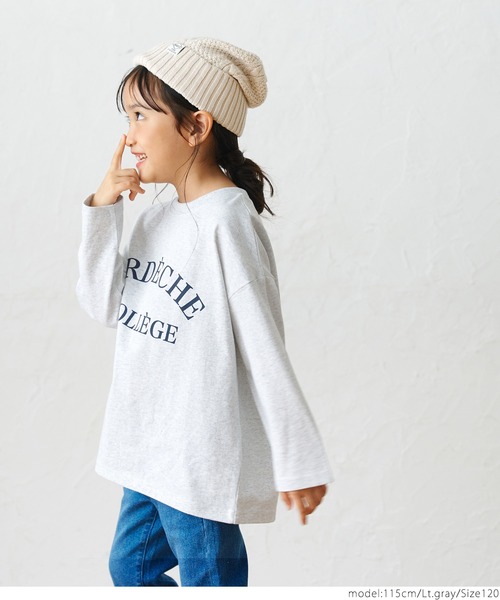 coca(coca)(コカ)の「キッズ 親子お揃いビッグシルエットプリント長袖Tシャツ(Tシャツ/カットソー・キッズ・ライトグレー/ホワイト/ブラック・100/110/120/130)」の14枚目の写真