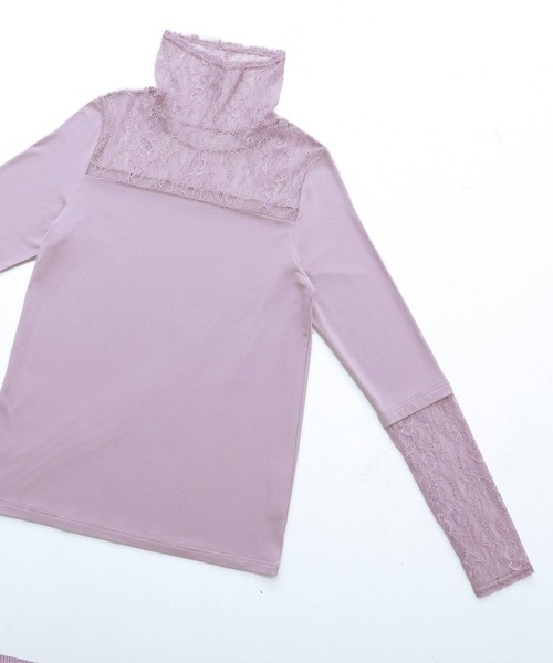 n'OrLABEL（ノアールレーベル）の「『ミリオンホットタートルネックレース切替ロンT』（Tシャツ/カットソー・レディース・アイボリー/ブラック/ラベンダー/グレイッシュブルー・L/LL/M）」の8枚目の写真