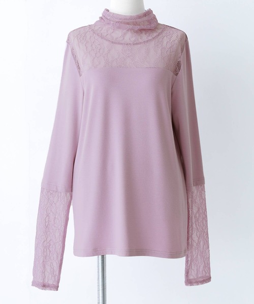 n'OrLABEL（ノアールレーベル）の「『ミリオンホットタートルネックレース切替ロンT』（Tシャツ/カットソー・レディース・アイボリー/ブラック/ラベンダー/グレイッシュブルー・L/LL/M）」の9枚目の写真