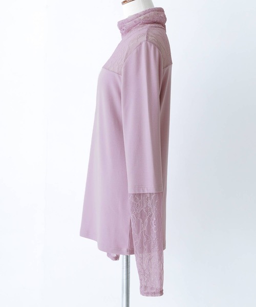 n'OrLABEL（ノアールレーベル）の「『ミリオンホットタートルネックレース切替ロンT』（Tシャツ/カットソー・レディース・アイボリー/ブラック/ラベンダー/グレイッシュブルー・L/LL/M）」の10枚目の写真