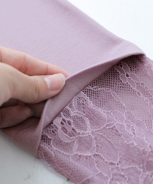 n'OrLABEL（ノアールレーベル）の「『ミリオンホットタートルネックレース切替ロンT』（Tシャツ/カットソー・レディース・アイボリー/ブラック/ラベンダー/グレイッシュブルー・L/LL/M）」の14枚目の写真