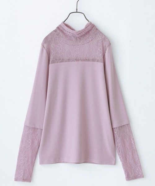 n'OrLABEL（ノアールレーベル）の「『ミリオンホットタートルネックレース切替ロンT』（Tシャツ/カットソー・レディース・アイボリー/ブラック/ラベンダー/グレイッシュブルー・L/LL/M）」の15枚目の写真