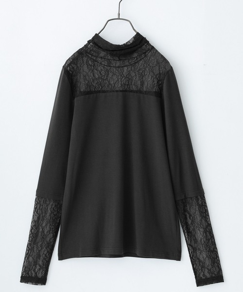 n'OrLABEL（ノアールレーベル）の「『ミリオンホットタートルネックレース切替ロンT』（Tシャツ/カットソー・レディース・アイボリー/ブラック/ラベンダー/グレイッシュブルー・L/LL/M）」の17枚目の写真