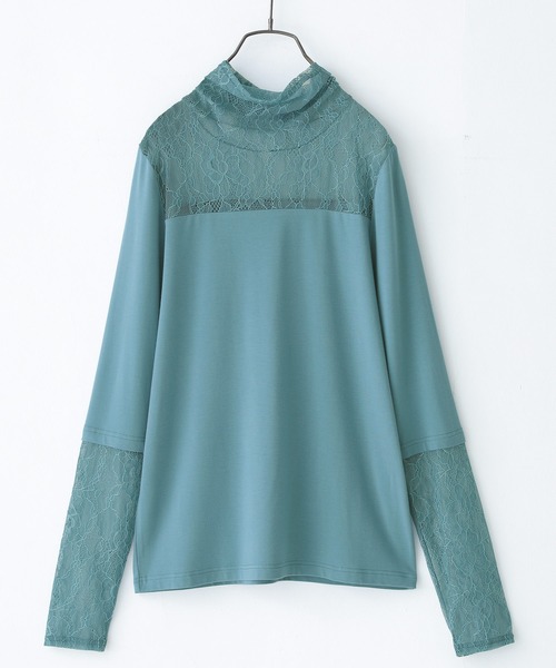 n'OrLABEL（ノアールレーベル）の「『ミリオンホットタートルネックレース切替ロンT』（Tシャツ/カットソー・レディース・アイボリー/ブラック/ラベンダー/グレイッシュブルー・L/LL/M）」の18枚目の写真