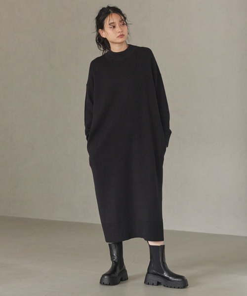 AMERICAN HOLIC（アメリカンホリック）の「ブラッシュヤーンモックネックニットワンピース（ワンピース・レディース・ライトグレー/ブラック/モカ/サックスブルー・M/L）」の2枚目の写真