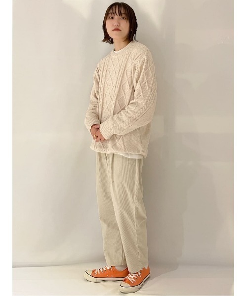 BACK NUMBER（バックナンバー）の「【BACK NUMBER】ケーブル編みモールクルーニット（ニット/セーター・メンズ・ネイビー/オフホワイト/ワイン・S/M/L/XL）」の12枚目の写真