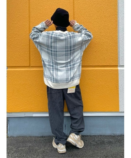 BACK NUMBER(バックナンバー)の「【BACK NUMBER】チェック柄クルーニット(ニット/セーター・メンズ・ブラック/オフホワイト・L/M/S/XL)」の15枚目の写真