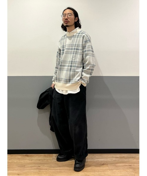 BACK NUMBER(バックナンバー)の「【BACK NUMBER】チェック柄クルーニット(ニット/セーター・メンズ・ブラック/オフホワイト・L/M/S/XL)」の10枚目の写真