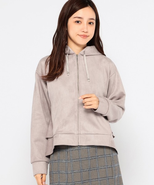 MISCH MASCH（ミッシュマッシュ）の「後ろペプラムスエードパーカー（パーカー・レディース・ホワイト/ベージュ/ブルー系その他/ピンク系その他・MEDIUM）」の3枚目の写真