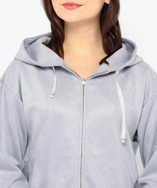 MISCH MASCH（ミッシュマッシュ）の「後ろペプラムスエードパーカー（パーカー・レディース・ホワイト/ベージュ/ブルー系その他/ピンク系その他・MEDIUM）」の8枚目の写真