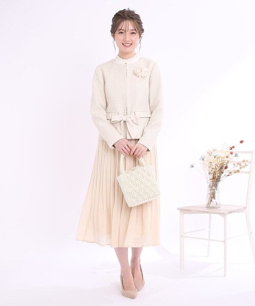 couture brooch(クチュールブローチ)の「◆【セレモニーにも、デイリー使いにも】ジョーゼットプリーツスカート(スカート・レディース・ネイビー/ブラック/アイボリー・40/42/38)」の4枚目の写真