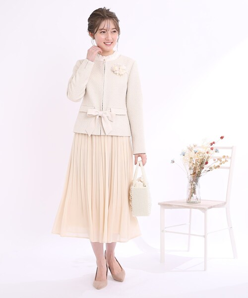 couture brooch(クチュールブローチ)の「◆【セレモニーにも、デイリー使いにも】ジョーゼットプリーツスカート(スカート・レディース・ネイビー/ブラック/アイボリー・40/42/38)」の5枚目の写真