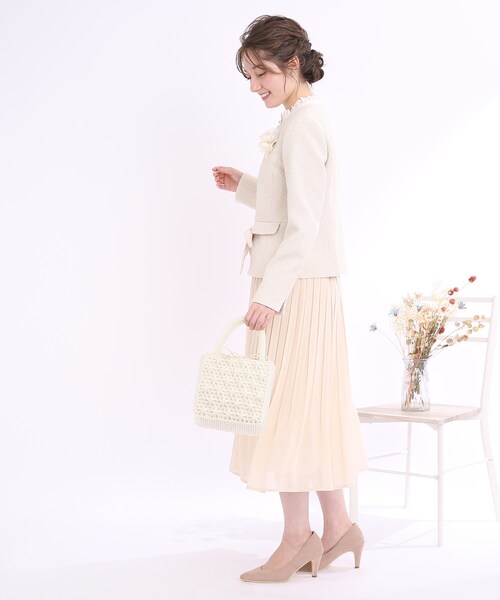 couture brooch(クチュールブローチ)の「◆【セレモニーにも、デイリー使いにも】ジョーゼットプリーツスカート(スカート・レディース・ネイビー/ブラック/アイボリー・40/42/38)」の6枚目の写真