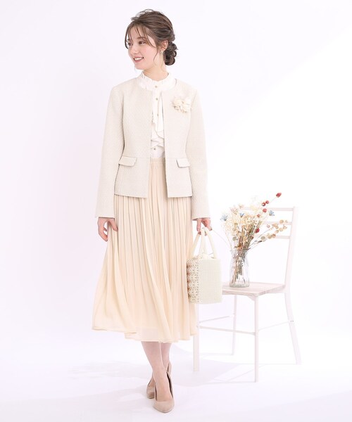 couture brooch(クチュールブローチ)の「◆【セレモニーにも、デイリー使いにも】ジョーゼットプリーツスカート(スカート・レディース・ネイビー/ブラック/アイボリー・40/42/38)」の8枚目の写真