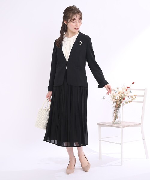 couture brooch(クチュールブローチ)の「◆【セレモニーにも、デイリー使いにも】ジョーゼットプリーツスカート(スカート・レディース・ネイビー/ブラック/アイボリー・40/42/38)」の15枚目の写真