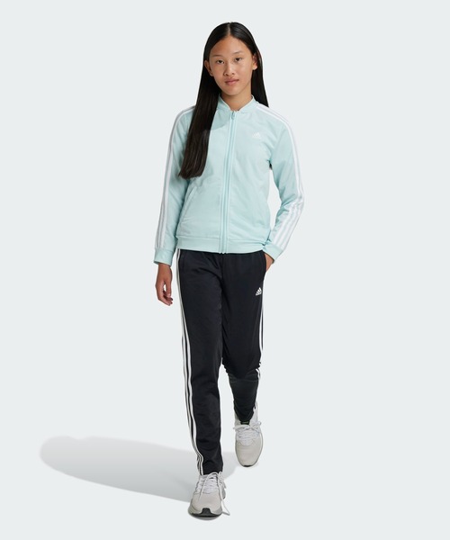 adidas（アディダス）の「エッセンシャルズ スリーストライプス トラックスーツ / アディダス adidas（ジャージ・キッズ・ピンク/ブラック/グリーン・130/140/150/160）」の4枚目の写真