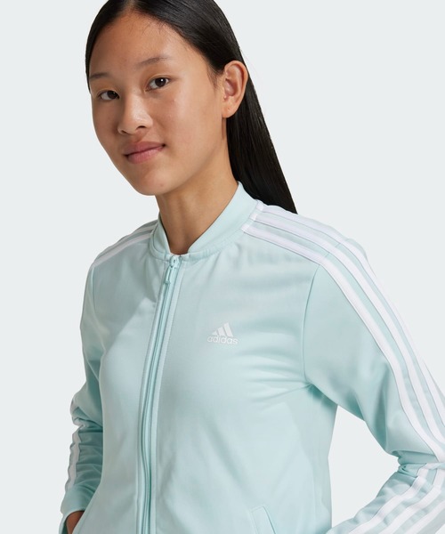adidas（アディダス）の「エッセンシャルズ スリーストライプス トラックスーツ / アディダス adidas（ジャージ・キッズ・ピンク/ブラック/グリーン・130/140/150/160）」の6枚目の写真