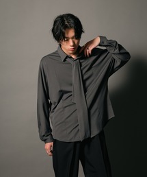 【UNIIT/ユニット】ポリストレッチ ドルマンスリーブ シャツ ボウタイ付き ネクタイ付き セットアイテム 韓国ファッション モードファッション キレイ目